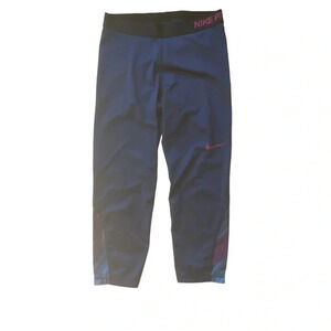 Nike Pro Dri-Fit Compression Capri Workout Leggings Pink Blue Size Large